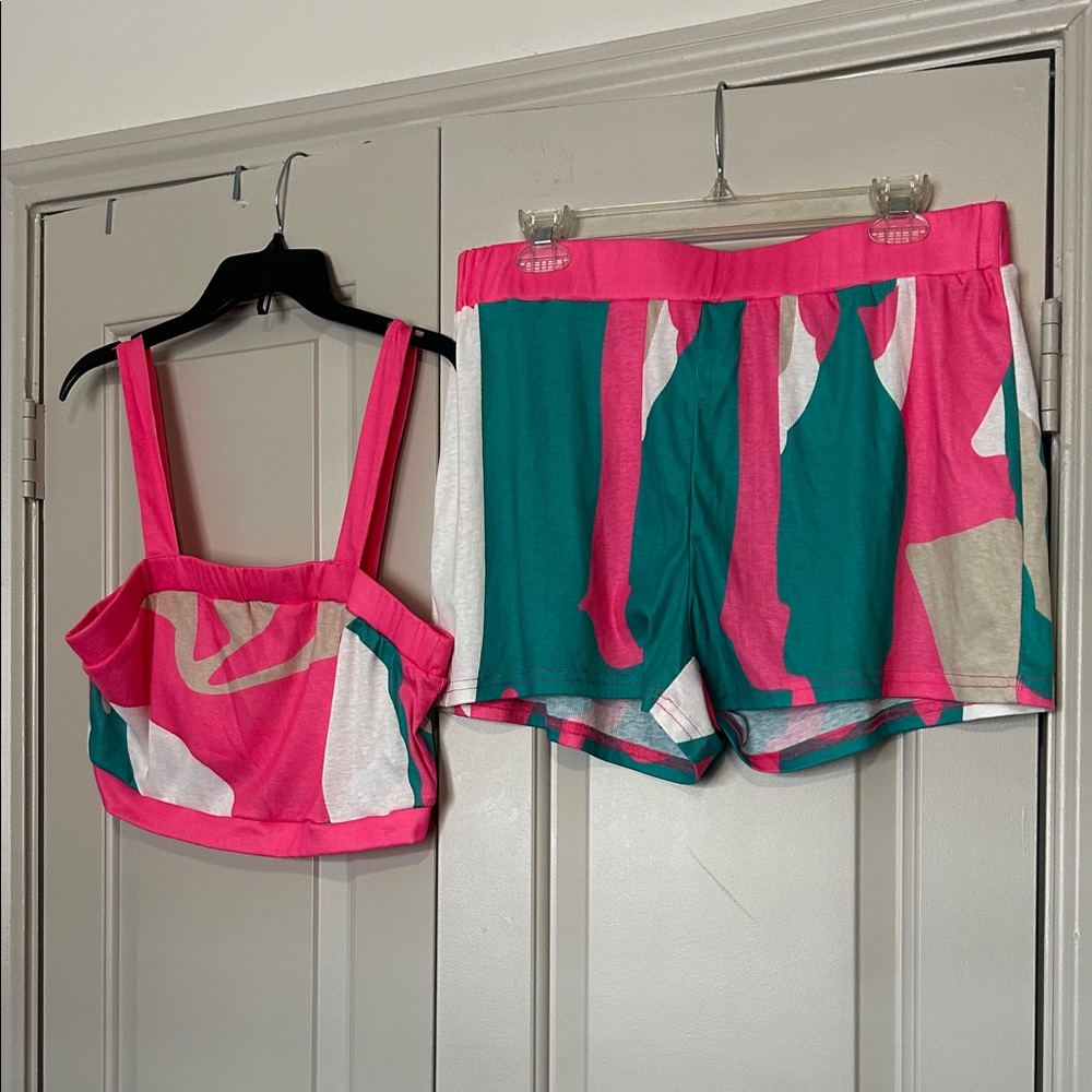 Shein Colorful Abstract Print Two-Piece Set